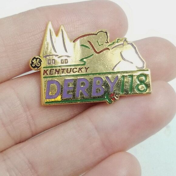 Vintage 1992 Kentucky Derby Enamel Pin, Lil E Tee Winner, 90s Brooch, Estate - Picture 2 of 5